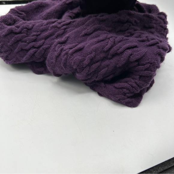 Echo Ruffle Single Layer Texture Knit Purple Acrylic-Blend Casual Winter Scarf - Picture 7 of 8